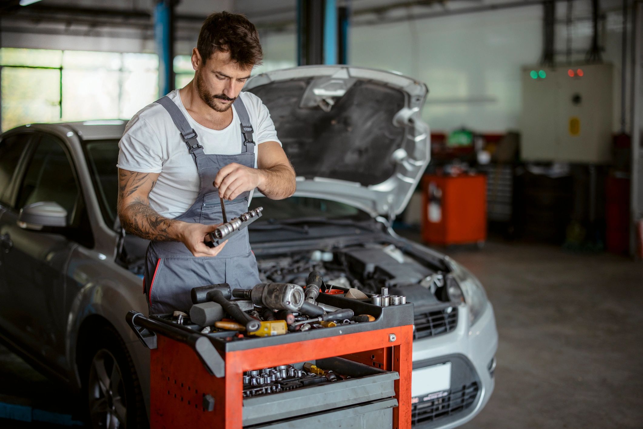 Mechanic at work in a garage