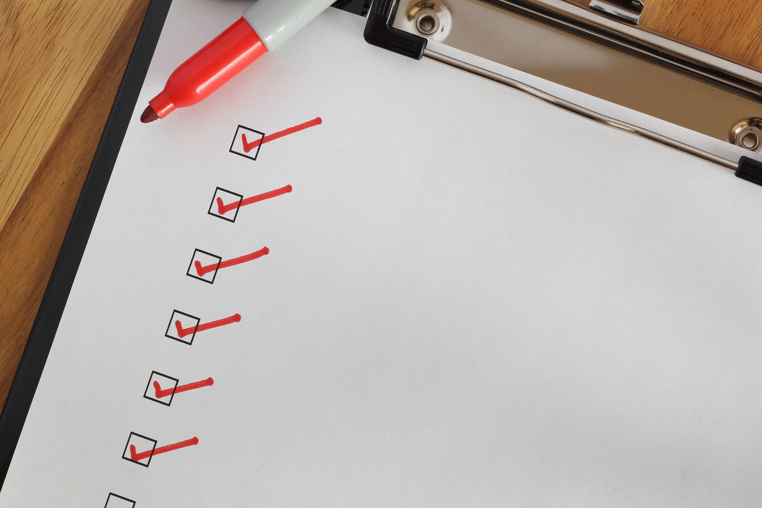 Maintenance checklist with completed items